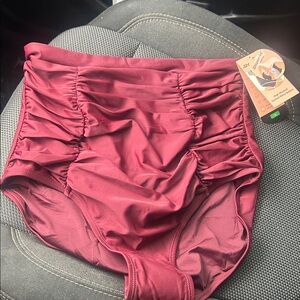 Shapermint women’s burgundy high waisted control bikini bottom Large
